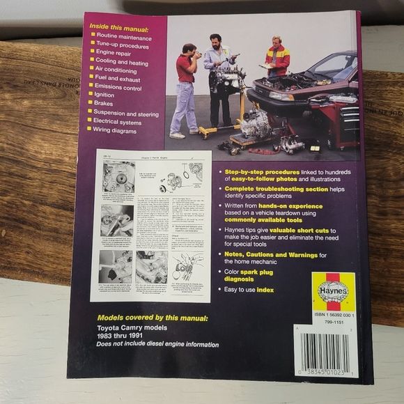 Toyota Camry 1983 thru 1991 Gasoline Engine Haynes Repair Manual - Picture 2 of 7